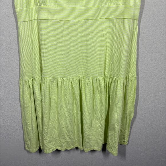 Soft Surroundings Plus 2X Claudia Shift Midi Dress Green Pinstriped Tiered - Picture 5 of 9